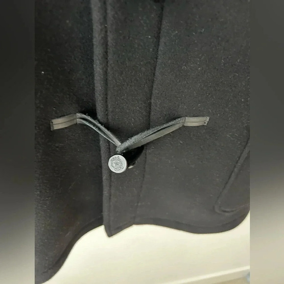 The Kooples BLACK DUFFLE COAT WITH LEATHER details - Picture 9 of 14